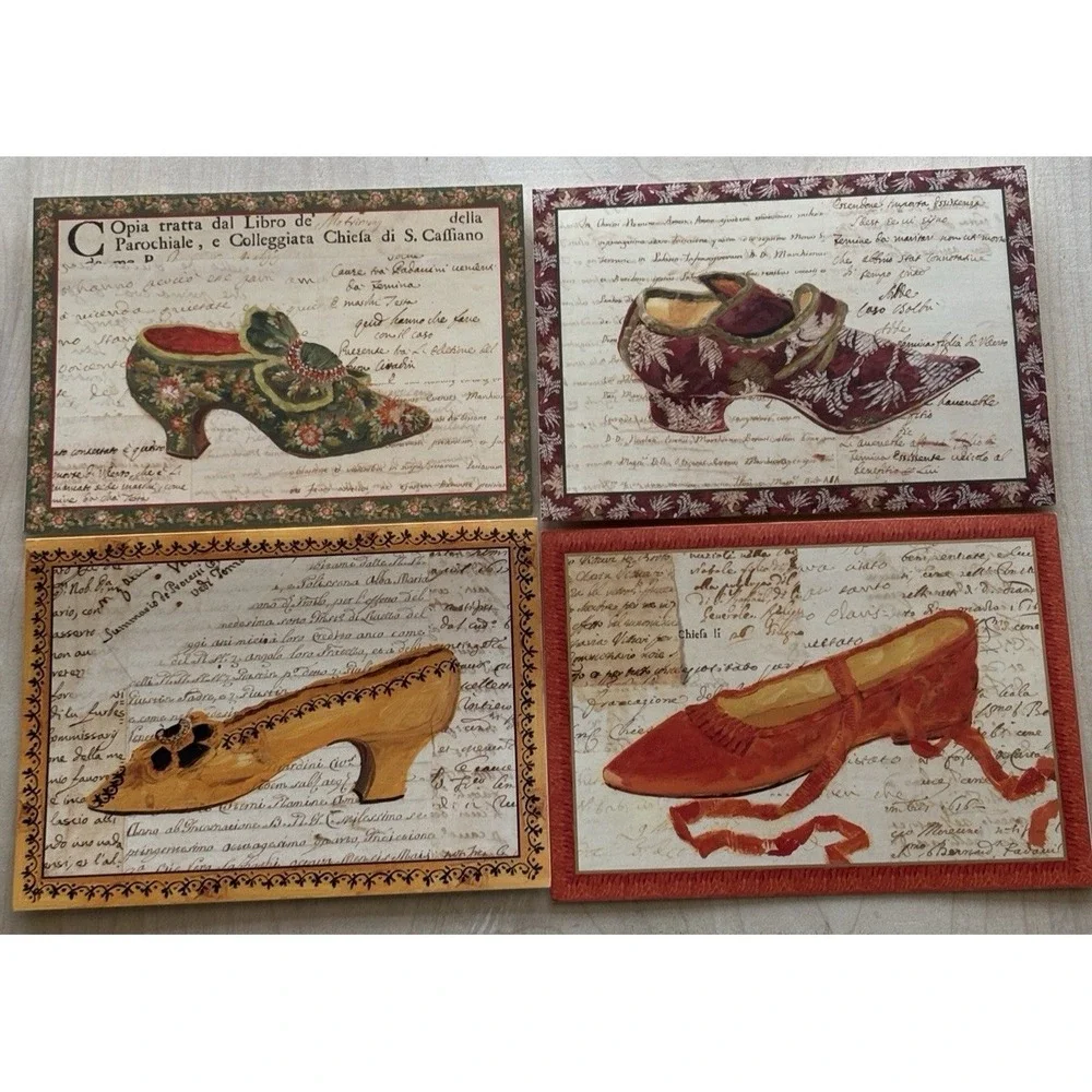 Caspari Note Cards Les Chaussures Renaissance Shoes 12 New in Open Box USA
